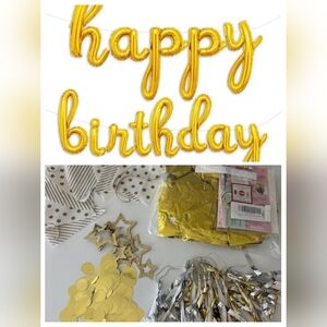 Gold Happy Birthday Party Decoration Set